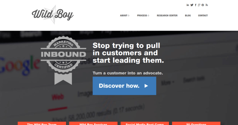 Home page of #7 Leading Restaurant SEO Firm: Wild Boy
