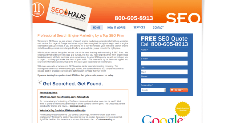 Home page of #5 Best Restaurant SEO Business: SEO Haus