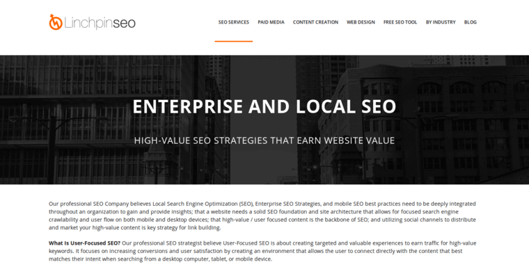 Company page of #11 Leading Restaurant SEO Business: Linchpin SEO