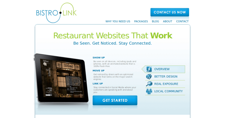 Home page of #3 Best Restaurant SEO Business: Bistro Link
