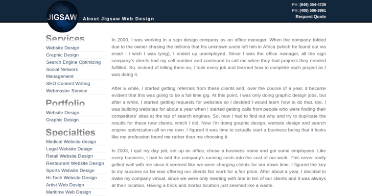 About page of #7 Best Restaurant SEO Company: Jigsaw