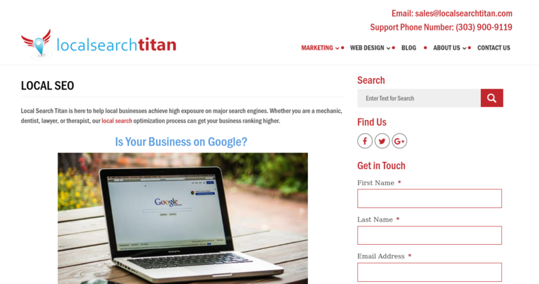 Service page of #6 Top Salt Lake City Web Development Business: Local Search Titan
