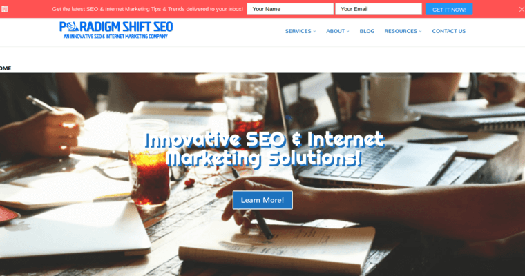 Home page of #6 Top San Diego SEO Agency: Paradigm Shift