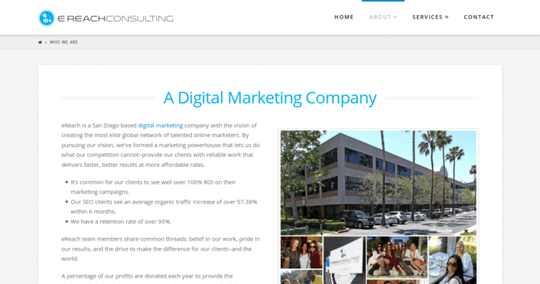 Company page of #5 Best San Diego SEO Business: eReach Consulting