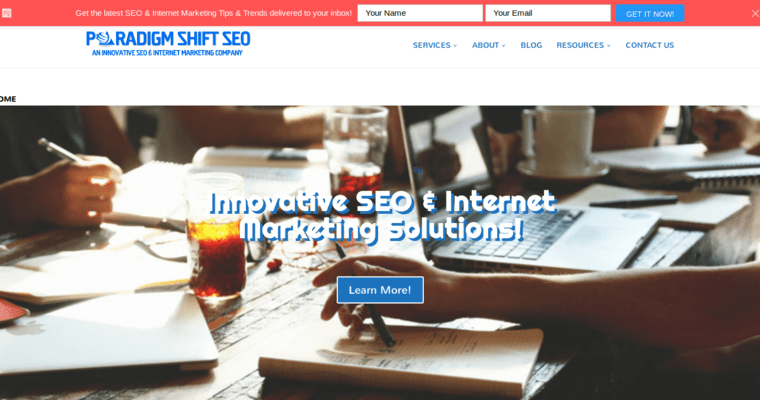 Home page of #6 Leading San Diego SEO Company: Paradigm Shift