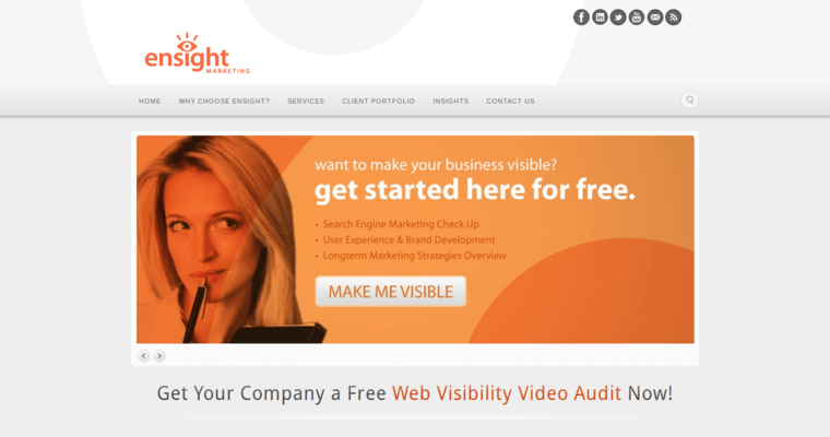 Home page of #5 Top San Francisco SEO Company: Ensight Marketing