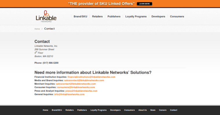 Contact page of #10 Top SMM Business: Linkable Media