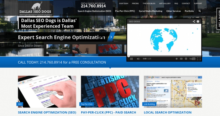 Home page of #10 Top SMM Firm: Dallas SEO Dogs