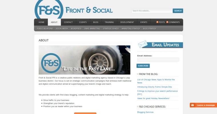 About page of #9 Leading Social Media Marketing Company: Front & Social