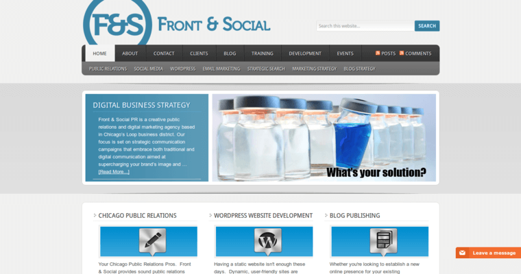 Home page of #9 Best Social Media Marketing Company: Front & Social