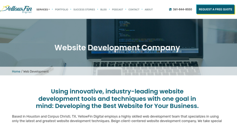 Development page of #5 Best Social Media Marketing Company: YellowFin Digital