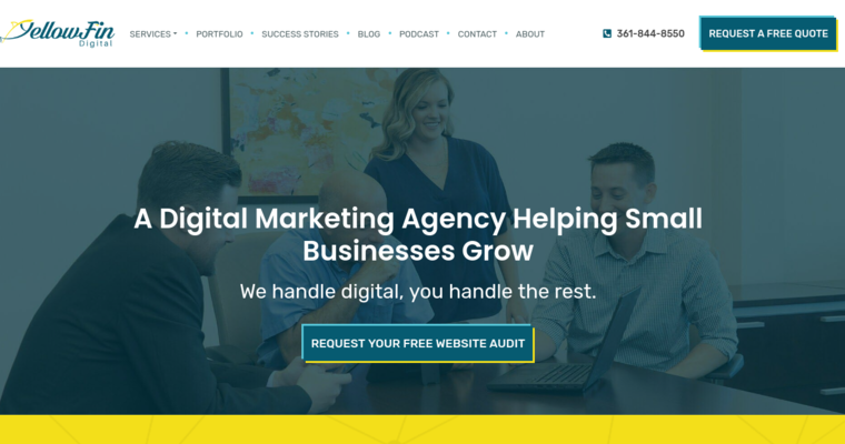 Home page of #5 Best Social Media Marketing Company: YellowFin Digital