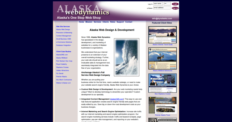 Home Page of Top Web Design Firms in Alaska: Dynalaska