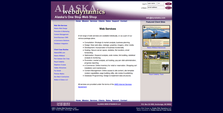 Service Page of Top Web Design Firms in Alaska: Dynalaska