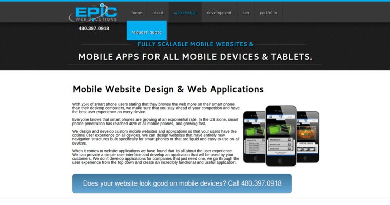 Websites Page of Top Web Design Firms in Arizona: Epic Web Solutions