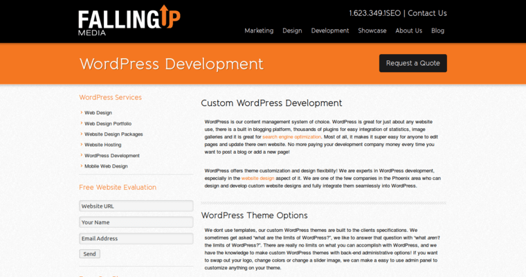 Development Page of Top Web Design Firms in Arizona: Falling Up Media