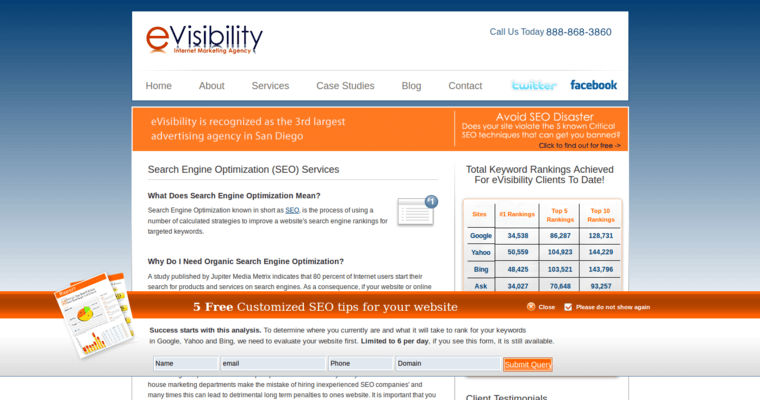 Company Page of Top Web Design Firms in California: eVisibility