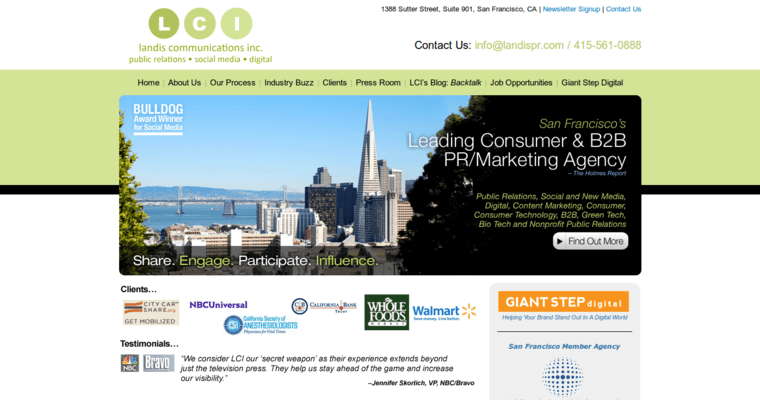 Home Page of Top Web Design Firms in California: Landis Communications Inc
