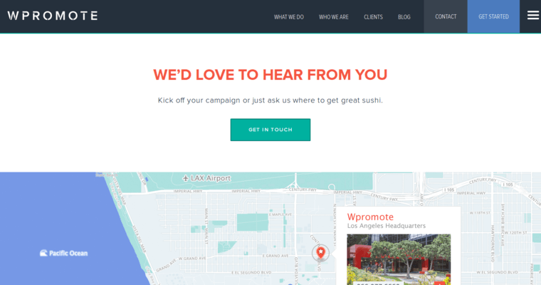 Contact Page of Top Web Design Firms in California: Wpromote