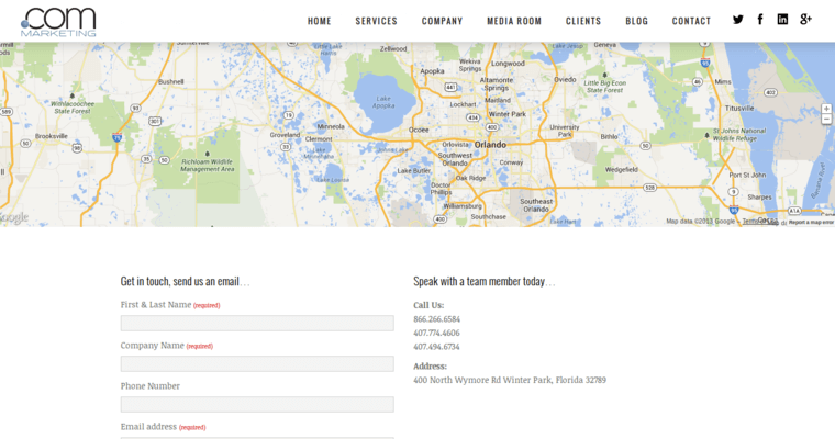Contact Page of Top Web Design Firms in Florida: .Com Marketing