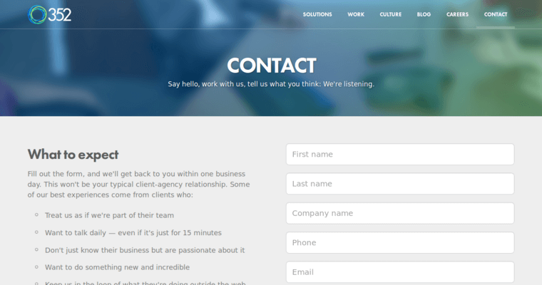 Contact Page of Top Web Design Firms in Florida: 352 Media Group