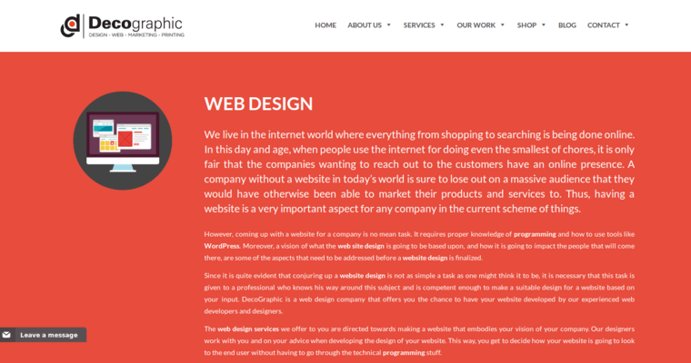 Service Page of Top Web Design Firms in Florida: Decographic