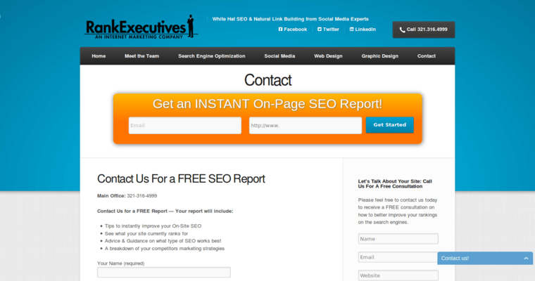 Contact Page of Top Web Design Firms in Florida: Rank Executives