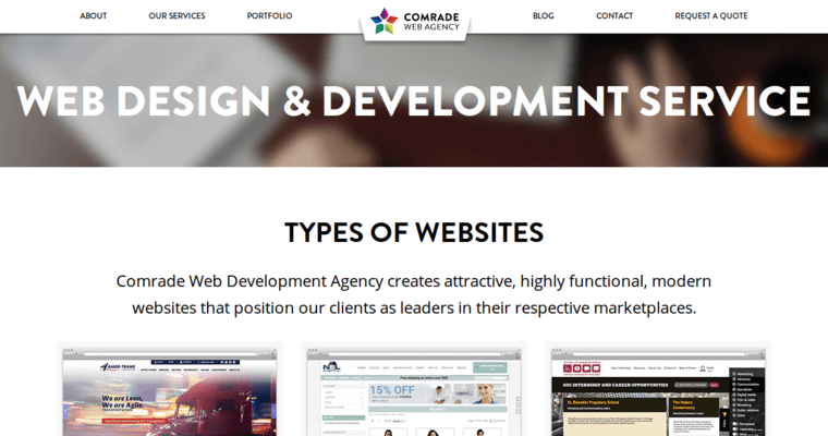 Service Page of Top Web Design Firms in Illinois: Comrade