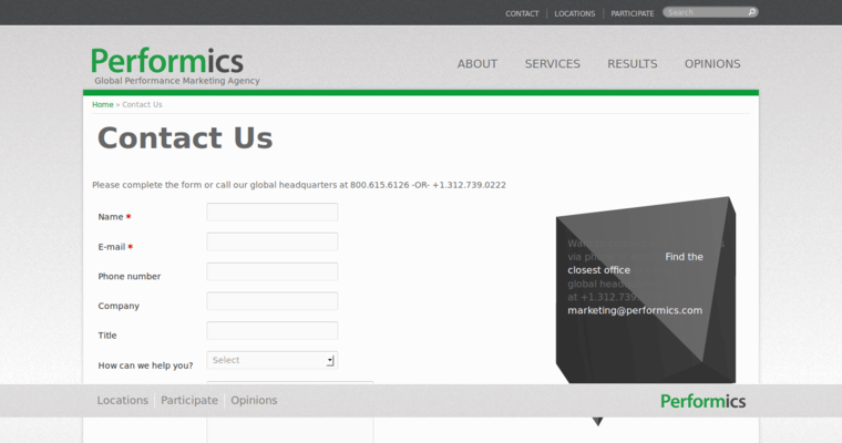 Contact Page of Top Web Design Firms in Illinois: Performics