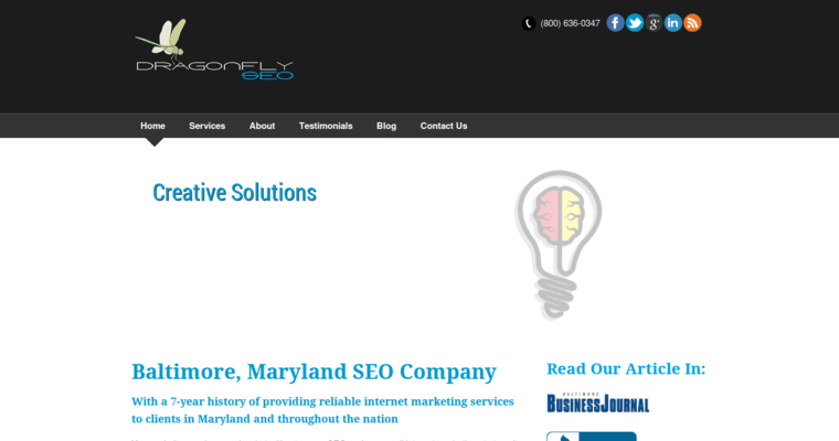 Home Page of Top Web Design Firms in Maryland: Dragonfly SEO