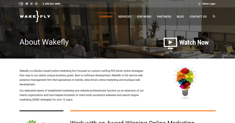 About Page of Top Web Design Firms in Massachusetts: Wakefly