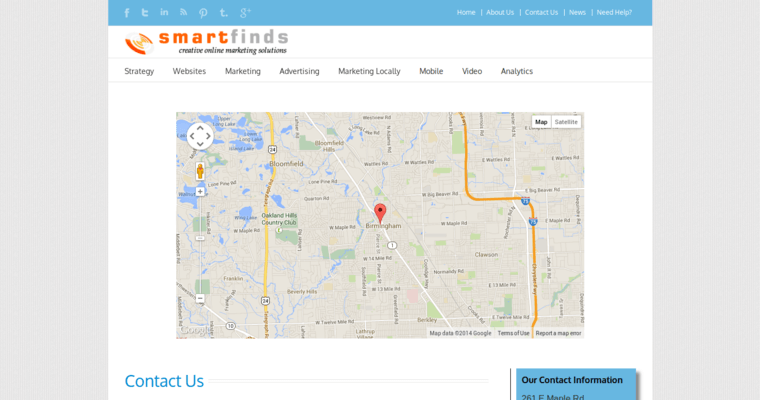 Contact Page of Top Web Design Firms in Michigan: SmartFinds Internet Marketing