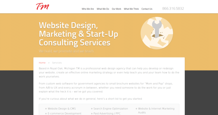 Service Page of Top Web Design Firms in Michigan: Trademark Productions