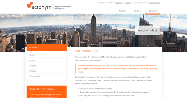 Company Page of Top Web Design Firms in New York: Acronym