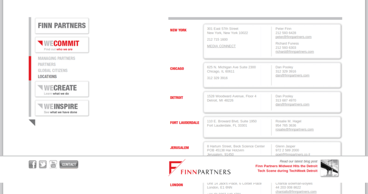 Locations Page of Top Web Design Firms in New York: Finn Partners