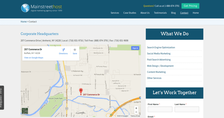 Contact Page of Top Web Design Firms in New York: Mainstreethost