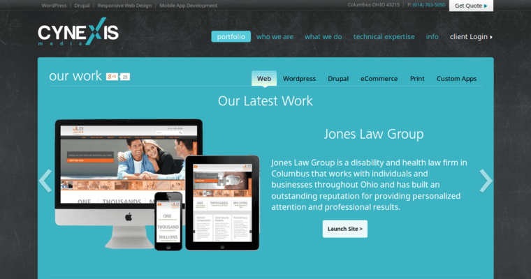 Folio Page of Top Web Design Firms in Ohio: Cynexis