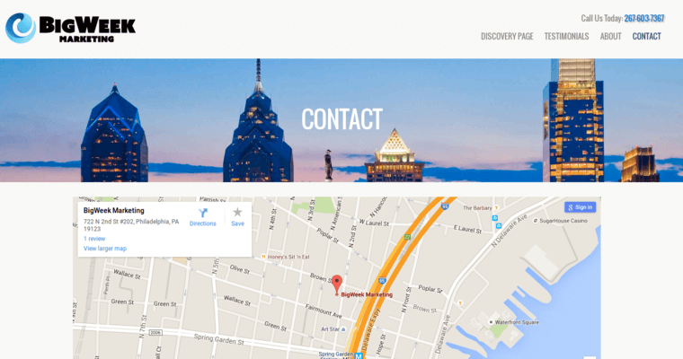 Contact Page of Top Web Design Firms in Pennsylvania: BigWeek Marketing