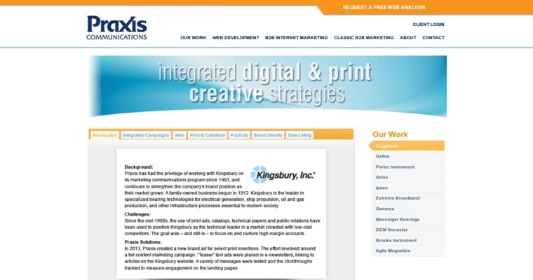Folio Page of Top Web Design Firms in Pennsylvania: Praxis Communications
