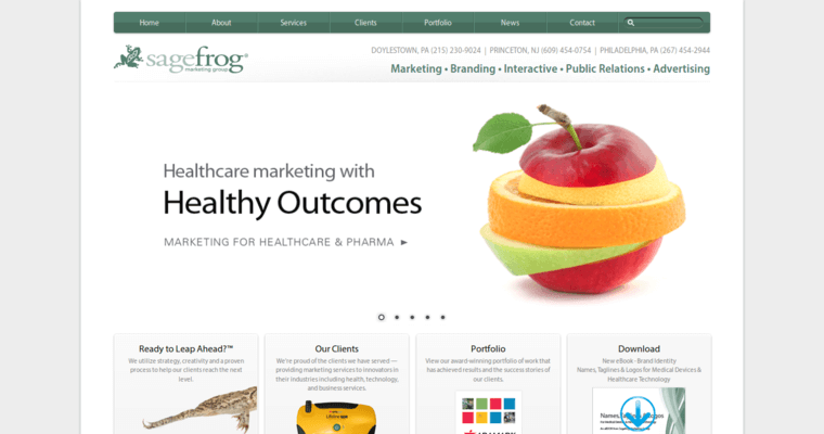Home Page of Top Web Design Firms in Pennsylvania: Sage Frog