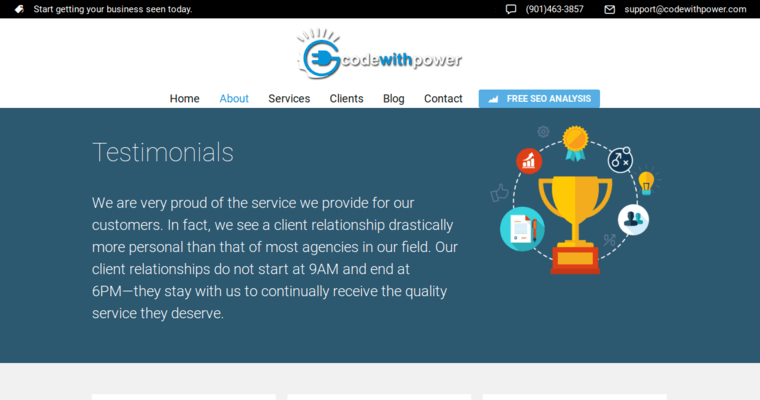 Testimonials Page of Top Web Design Firms in Tennessee: CodeWithPower