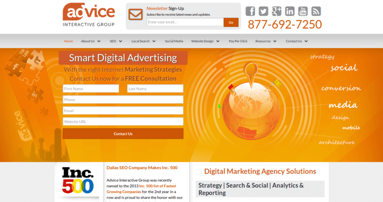 Home Page of Top Web Design Firms in Texas: Advice Interactive Group
