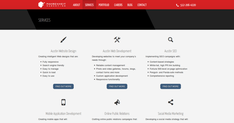 Service Page of Top Web Design Firms in Texas: Fahrenheit Marketing