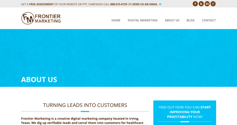 About Page of Top Web Design Firms in Texas: Frontier Marketing