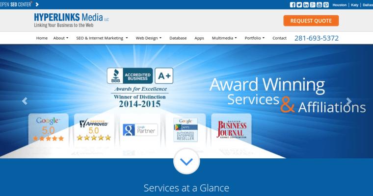 Home Page of Top Web Design Firms in Texas: Hyperlinks Media